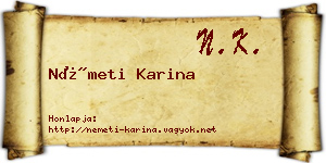 Németi Karina névjegykártya